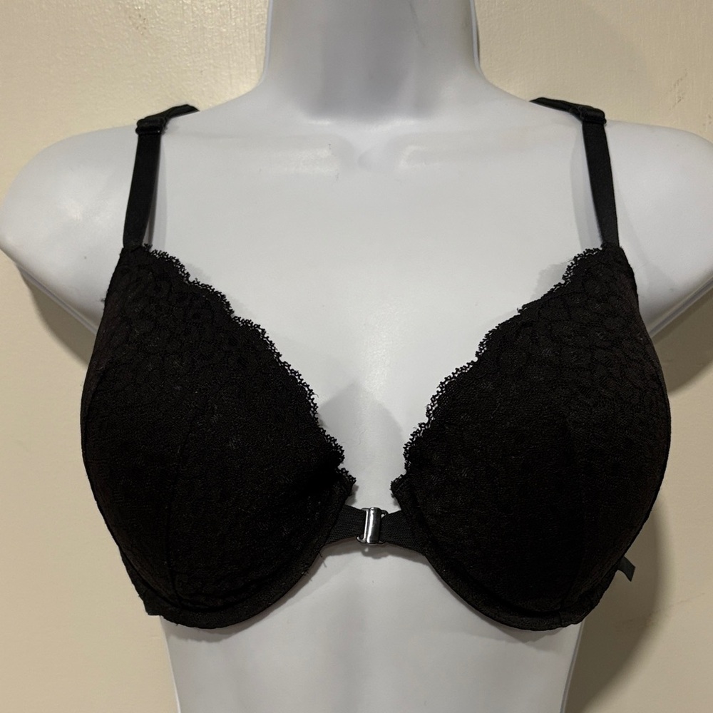Victorias Secret Black Lace Racerback Mesh Demi Bra Size 32 DDD